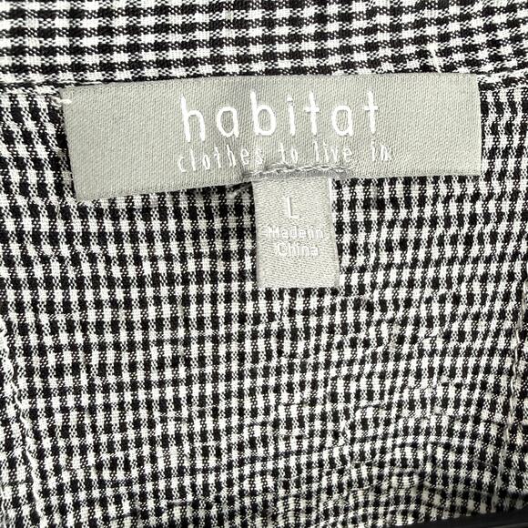 NEW NWOT Habitat Sz Large Black/Gray/White Wearable Art Blouse Shirt Top Plaid - Picture 2 of 9